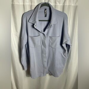 Mondetta Cozy Warm Fleece Shirt Oversized Button Front Top Women’s XL Blue